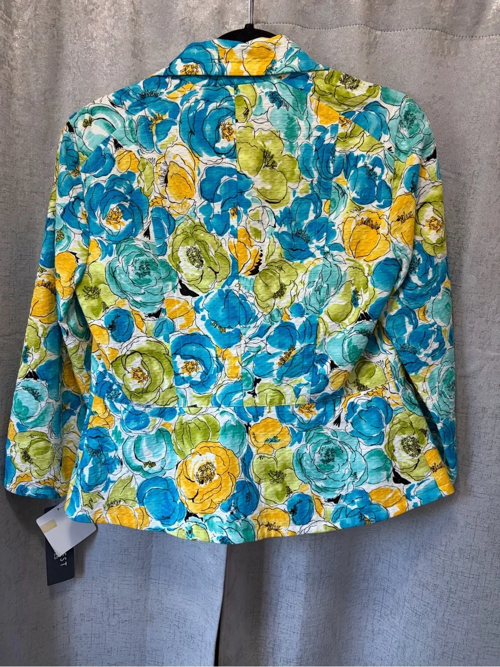 Nine West Bright Floral Quilted Jacket Blue, Yellow, Green 4 nwt